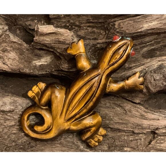 Whitney Kelly Tigers Eye Lizard Pendant - Picture 2 of 5